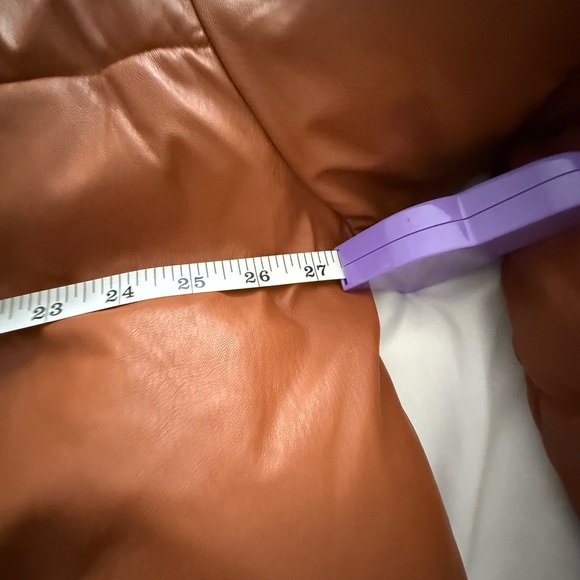 NVLT Women’s Vegan Leather Puffer Coat Size Large Burnt Orange Like New - Picture 8 of 8